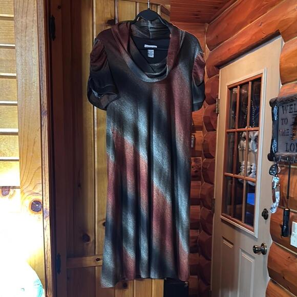 Amanda Lane Blue Sheath Midi Dress Cowl Neck Casual - Picture 1 of 5